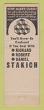Matchbook Cover - Stakich Insurance Real Estate Cleveland OH