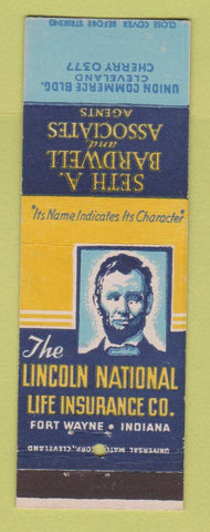 Matchbook Cover - Lincoln National Life Insurance Seth Bardwell Cleveland