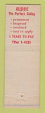 Matchbook Cover - Alsar Baked Enamel Aluminum Siding Cleveland OH