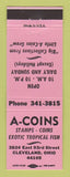 Matchbook Cover - A Coins Stamps Tropical Fish Cleveland