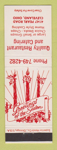 Matchbook Cover - Quality Restaurant Catering Cleveland OH Christmas