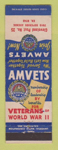 Matchbook Cover - Amvets Cleveland OH