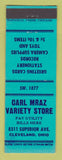 Matchbook Cover - Carl Mraz Variety Store Cleveland OH