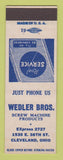 Matchbook Cover - Wedler Bros Screw Machine Products Cleveland OH