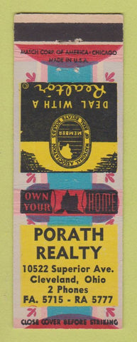 Matchbook Cover - Porath Real Estate Cleveland OH