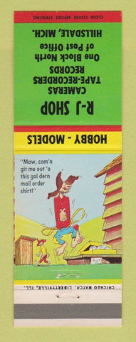 Matchbook Cover - RJ Shop Hillsdale MI cameras lps hillbilly