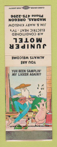 Matchbook Cover - Juniper Motel Madras OR WEAR hillbilly