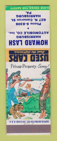 Matchbook Cover - Howard Lash Harrisburg PA used cars hillbilly