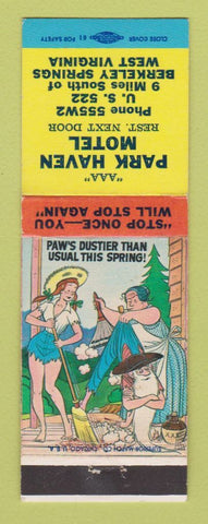 Matchbook Cover - Park Haven Motel Berkeley Springs WV hillbilly