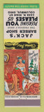 Matchbook Cover - Jack's Barber Shop Columbus OH hillbilly