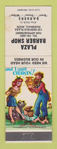 Matchbook Cover - Plaza Barber Shop Marshall MI WEAR hillbilly