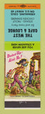 Matchbook Cover - West Cafe Lounge Kremmling Colorado hillbilly