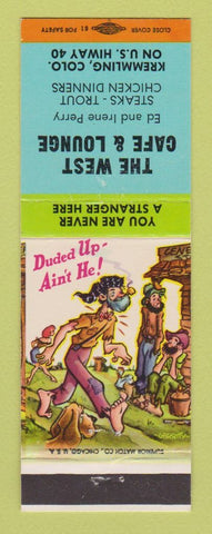 Matchbook Cover - West Cafe Lounge Kremmling Colorado hillbilly
