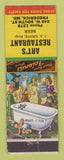 Matchbook Cover - Art's Restaurant Frederick MD WEAR hillbilly