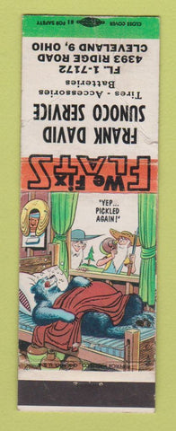 Matchbook Cover - Frank David Sunoco oil gas Cleveland OH WORN hillbilly