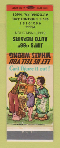 Matchbook Cover - Jim's 66 Auto Repairs Altoona PA hillbilly