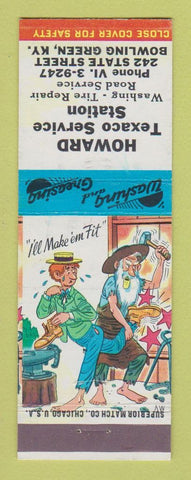 Matchbook Cover - Howard Texaco oil gas Bowling Green KY hillbilly