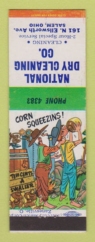 Matchbook Cover - National Dry Cleaning Salem OH hillbilly