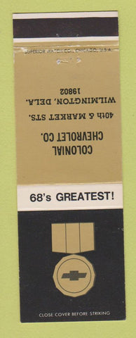 Matchbook Cover - 1968 Chevrolet Colonial Wilmington DE