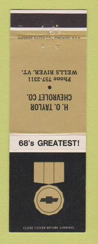 Matchbook Cover - 1968 Chevrolet HO Taylor Wells River VT