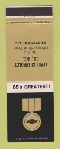 Matchbook Cover - 1968 Chevrolet Lewis Kentwood LA