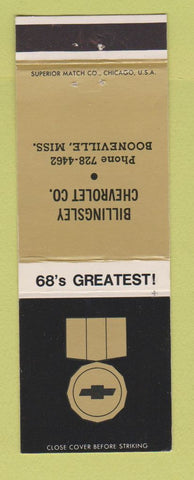 Matchbook Cover - 1968 Chevrolet Billingsley Booneville MS
