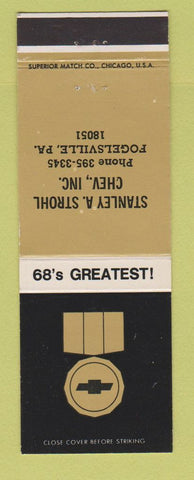 Matchbook Cover - 1968 Chevrolet Stanley Strohl Fogelsville PA