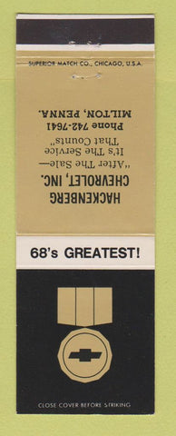 Matchbook Cover - 1968 Chevrolet Hackenberg Milton PA