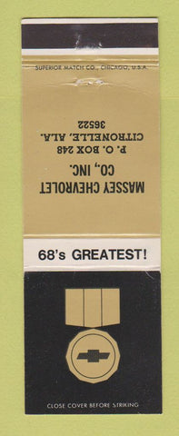 Matchbook Cover - 1968 Chevrolet Massey Citronelle AL