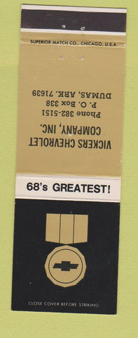 Matchbook Cover - 1968 Chevrolet Vickers Dumas AR