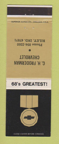 Matchbook Cover - 1968 Chevrolet GH Froderman Riley IN