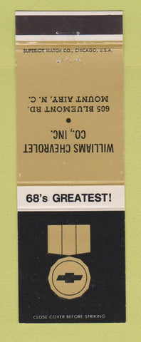 Matchbook Cover - 1968 Chevrolet Williams Mount Airy NC