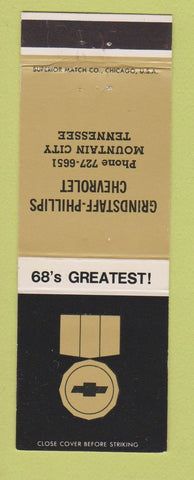 Matchbook Cover - 1968 Chevrolet Grindstaff Phillips Mountain City TN