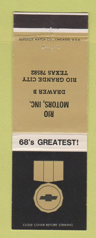 Matchbook Cover - 1968 Chevrolet Rio Motors Rio Grande City TX