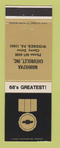 Matchbook Cover - 1968 Chevrolet Marhefka Windber PA