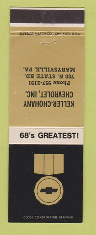 Matchbook Cover - 1968 Chevrolet Keller Chohany Marysville PA