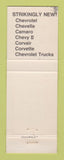 Matchbook Cover - 1968 Chevrolet Keller Chohany Marysville PA