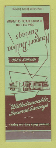 Matchbook Cover - Newport Balboa Savings Bank Newport Beach CA