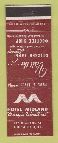 Matchbook Cover - Hotel Midland Chicago IL