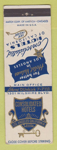 Matchbook Cover - Consolidated Hotels Los Angeles CA