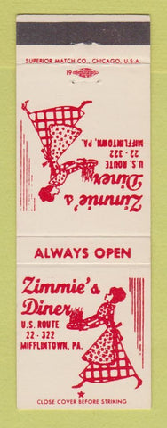 Matchbook Cover - Zimmie's Diner Mifflintown PA