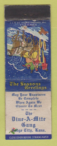 Matchbook Cover - Dine a Mite Gang Dodge City KS Christmas WORN
