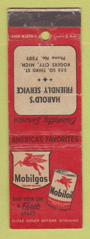 Matchbook Cover - Harold's Mobil oil gas Rogers City MI  WEAR