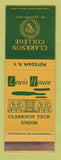 Matchbook Cover - Clarkson College of Technology Potsdam NY Lewis House
