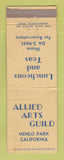 Matchbook Cover - Allied Arts Guild Menlo Park CA WORN