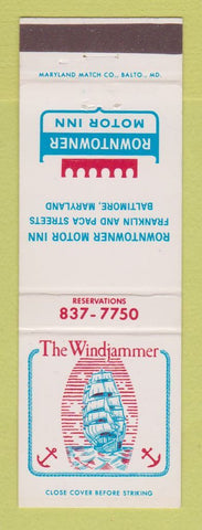 Matchbook Cover - Windjammer Rowntowner Motor Inn Baltimore MD