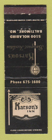Matchbook Cover - Karson's Inn Baltimore MD WEAR