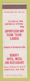 Matchbook Cover - Reber's Hotel Motel Barryville NY