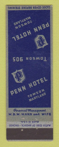 Matchbook Cover - Penn Hotel Towson MD