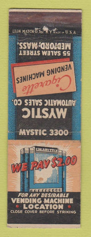 Matchbook Cover - Mystic Cigarette Vending Medford MA